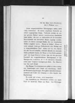 Auf der Bahn Cöln-Hamburg, den 8. Februar 1911