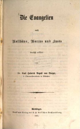 Die Evangelien nach Matthäus, Marcus und Lucas