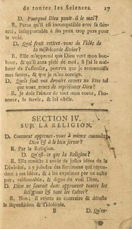 Section IV. Sur La Religion