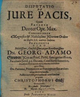 Disputatio de jure pacis
