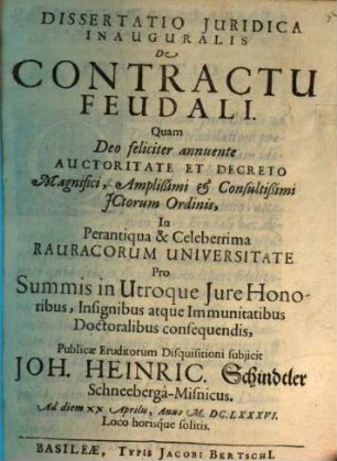 Diss. iur. inaug. de contractu feudali