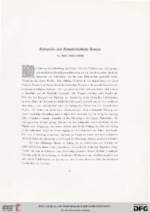 Altdeutsche und Altniederländische Schulen