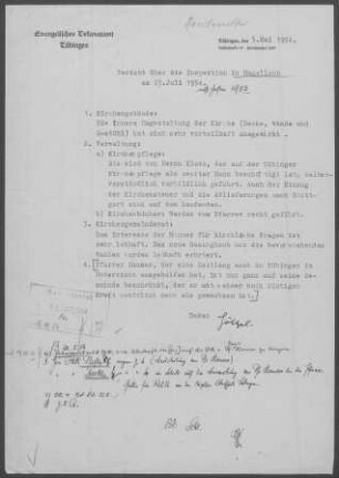 Hagelloch: Inspektionsbericht 1954