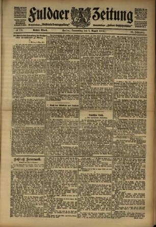 Erste Ausgabe vom Donnerstag, den 03. August 1911.
