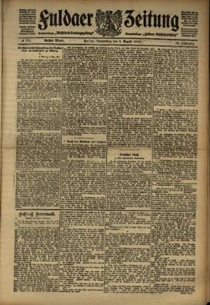 Erste Ausgabe vom Donnerstag, den 03. August 1911.