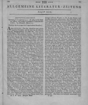 Marcet, A.: An essay on the chemical history and medical treatment of Calculous Disorders. London: Longman 1817 (Beschluss der im vorigen Stück abgebrochenen Recension.)