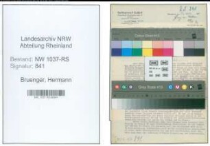 Entnazifizierung Hermann Bruenger , geb. 23.11.1899 (Buchhalter)