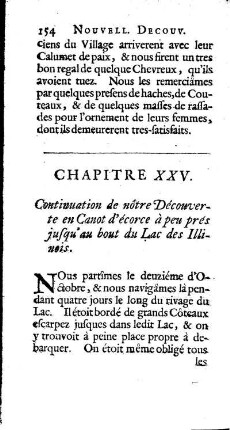 Continuation de nôtre Découverte en Canot d`écorce à peu prés jusqu`au bout du Lac des Illinois.