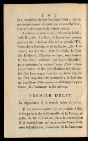 Premier Délit. La négociation & le marché même du collier