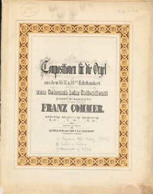 Compositionen für die Orgel aus dem 16., 17. u. 18ten Jahrhundert : zum Gebrauch beim Gottesdienst, 3