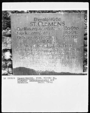 Gedenktafel für die ehemalige Kirche Sankt Clemens