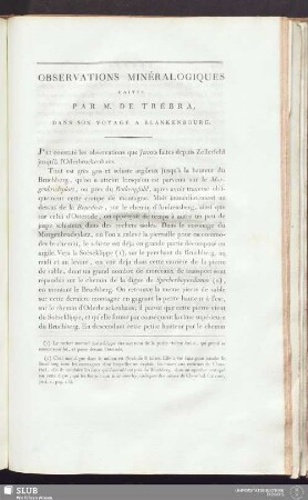 Observations minéralogiques faites par M. de Trébra, dans son voyage à Blankenbourg