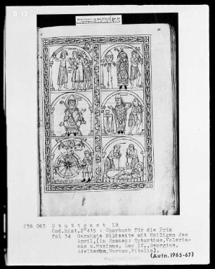 Chorbuch für die Prim — Bildseite mit Heiligen des April, Folio 34verso