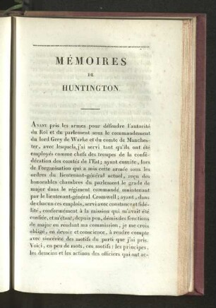 Mémoires de Huntington.