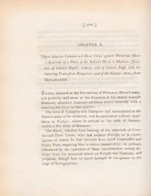 Chapter X. Tippoo detaches Cummer-ud-Deen Cawn against Purseram Bhow ...
