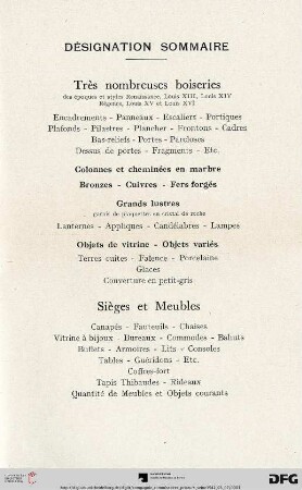 Désignation sommaire