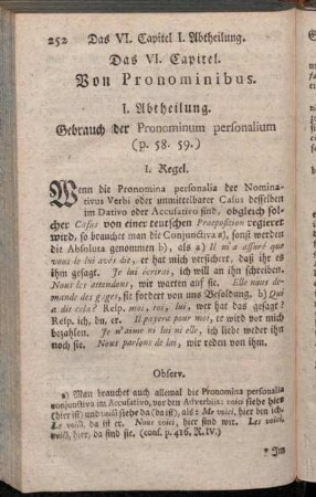 I. Abtheilung. Gebrauch der Pronominum personalium