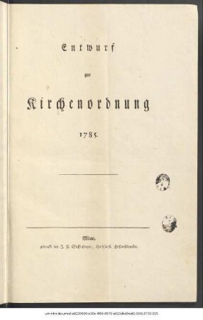 Entwurf einer Kirchenordnung : 1785