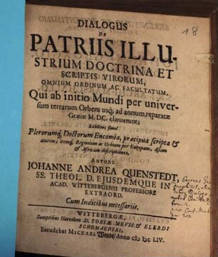 Dialogus de patriis illustrium doctrina ... Virorum