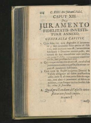 Caput XIII. De Iuramento Fidelitatis Investiruae Annexo.