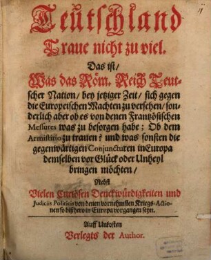 Teutschland traue nicht zu viel