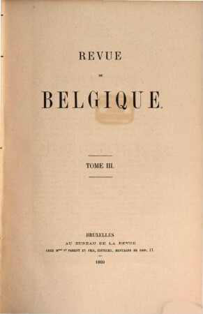 Revue de Belgique. 3. 1869