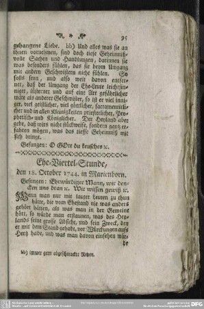 Ehe-Viertel-Stunde, den 18. October 1744. in Marienborn