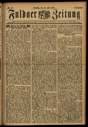 Erste Ausgabe vom Sonntag, den 24. Juli 1892.