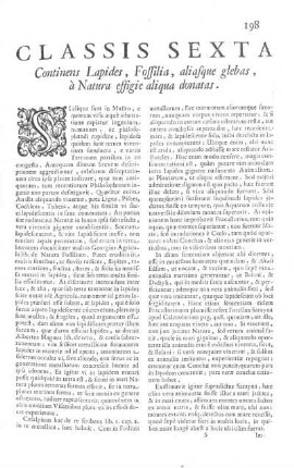 Classis Sexta continens Lapides, Fossilia, aliasque glebas, à Natura effigie aliqua donatas