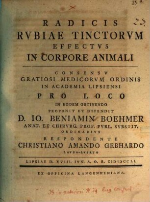 Radicis rubiae tinctorum effectus in corpore animali