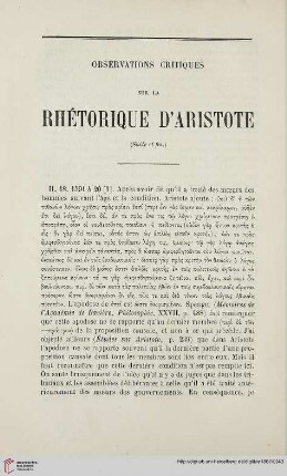 N.S. 5.1862: Observations critiques sur la rhétorique d'Aristote, [2]