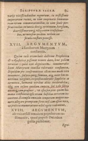 XVII. Argumentum, a Sanctorum Martyrum constantia.