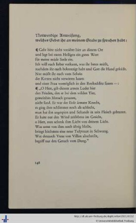 Notwendige Anweisung, welches Gebet ihr an meinem Grabe zu sprechen habt.
