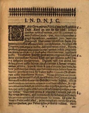 Permittente. Item. Post. Praerequisitum. Et. Impetratum. Speciale. Superiorum. Indultum. Amplissima. Facultate. Philosophica. Artem. Germanorum. Poeticam. Disputatione. Publica. In. Alma. Altdorfina. IIX. Iunii. A.R.S. MDCLXXXIX. Habita. Exhibet. M. Christophorus. Christianus. Haendelius. Heilsbronna. Francus ... Respondente. Iustino. Wezelio. Norimbergense.