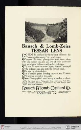 Bausch & Lomb Optical Co. [Bausch & Lomb-Zeiss Tessar Lens]
