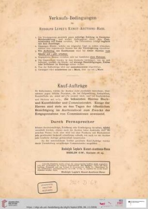Verkaufs-Bedingungen / Kauf-Aufträge