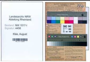 Entnazifizierung August Klee , geb. 01.06.1894 (Hausbandwirker)