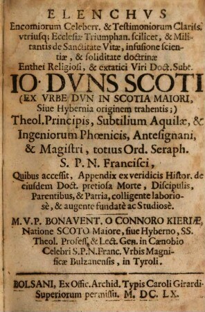 Elenchus Encomiorum Jo. Duns Scoti