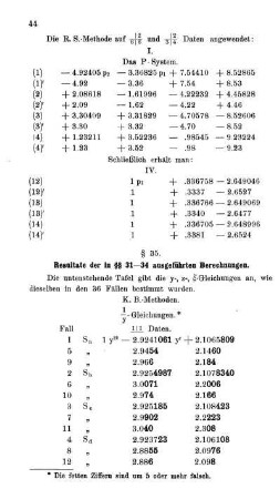 § 35. Resultate der in §§ 31-34 ausgeführten Berechnungen.