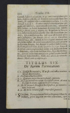 Titulus XIX. De Rerum Permutatione.