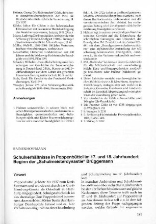 Schulverhältnisse in Poppenbüttel im 17. und 18. Jahrhundert Beginn der „Schulmeisterdynastie” Brüggemann