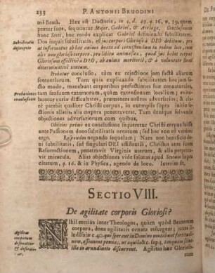 Sectio VIII. De agilitate corporis Gloriosi?