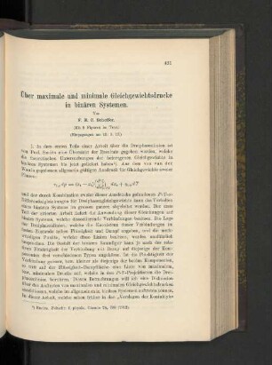 Über maximale und minimale Gleichgewichtsdrucke in binären Systemen.