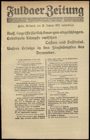Ausgabe vom Mittwoch, den 17. Januar 1917.