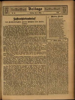 Zweite Ausgabe vom Sonntag, den 07. März 1920.