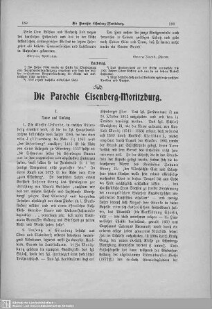 Die Parochie Eisenberg-Moritzburg
