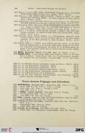 Neuere deutsche Prägungen nach Schwalbach (Nr. 2087-2323)