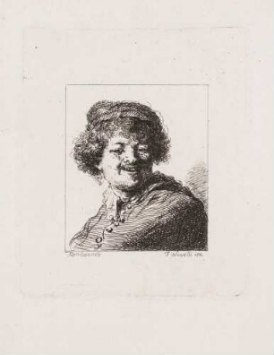 Selbstbildnis Rembrandts mit Mütze, lachend (nach der Radierung Rembrandts von 1630)