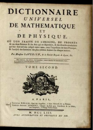 Tome 2: Dictionnaire Universel De Mathématique Et De Physique. Tome Second