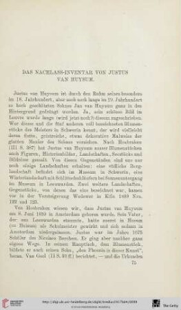 Das Nachlass-Inventar von Justus van Huysum